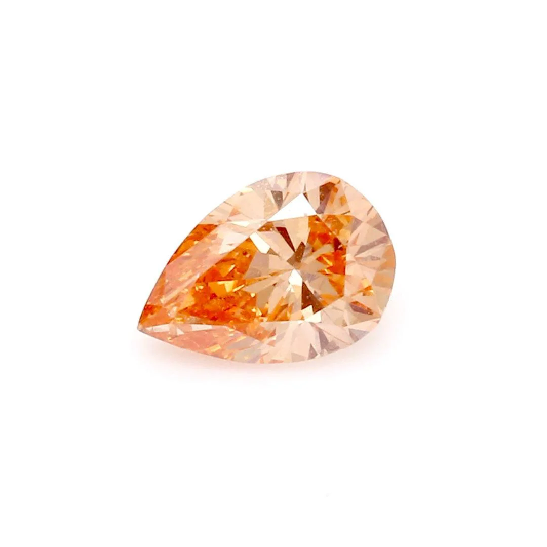 0.52Ct Deep Orange SI1 IGI Certified Pear Lab Grown Diamond
