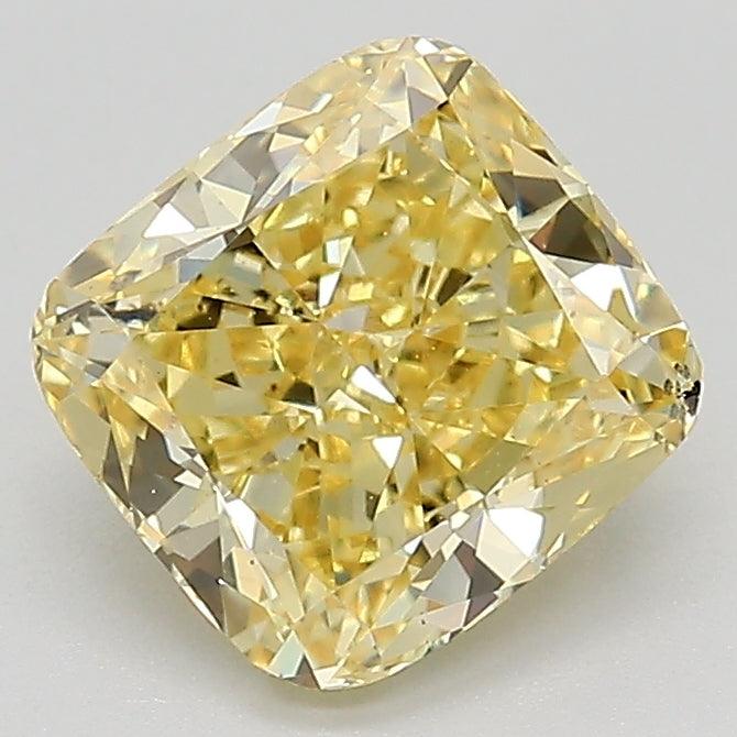 2.02Ct Intense Yellow SI1 IGI Certified Cushion Lab Grown Diamond