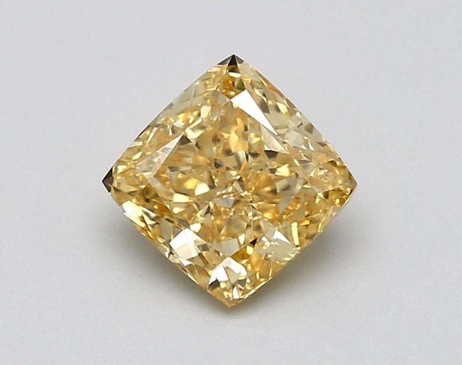 1.14Ct Intense Yellow VS1 IGI Certified Cushion Lab Grown Diamond