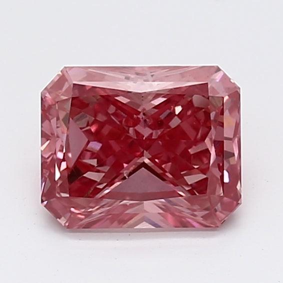 1.09Ct Vivid Pink VS2 IGI Certified Radiant Lab Grown Diamond