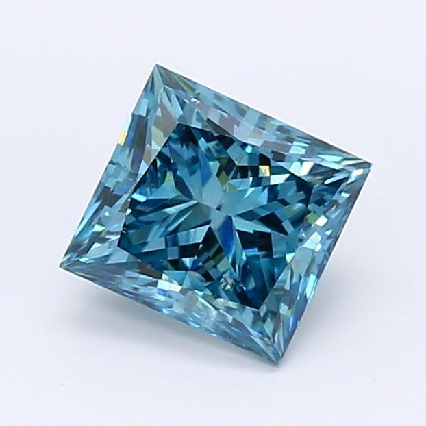 1.02Ct Vivid Blue SI2 IGI Certified Princess Lab Grown Diamond