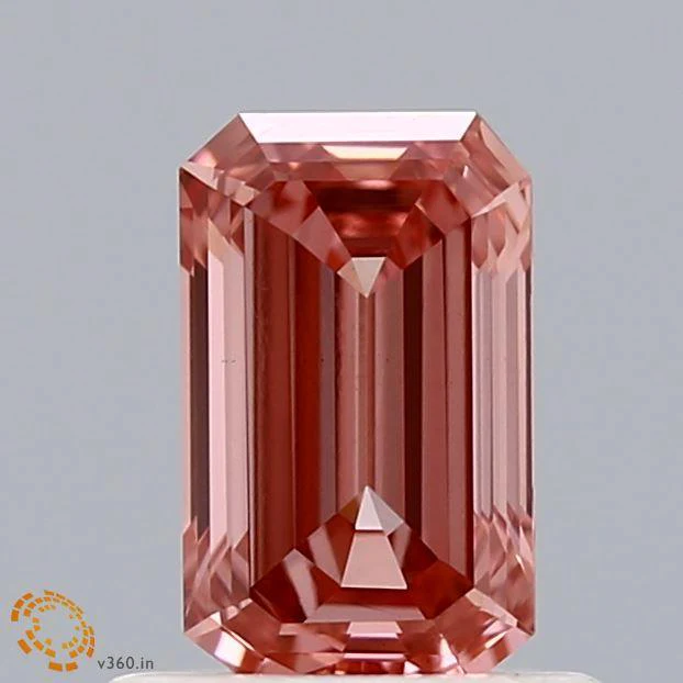 0.6Ct Intense Pink VVS2 IGI Certified Emerald Lab Grown Diamond