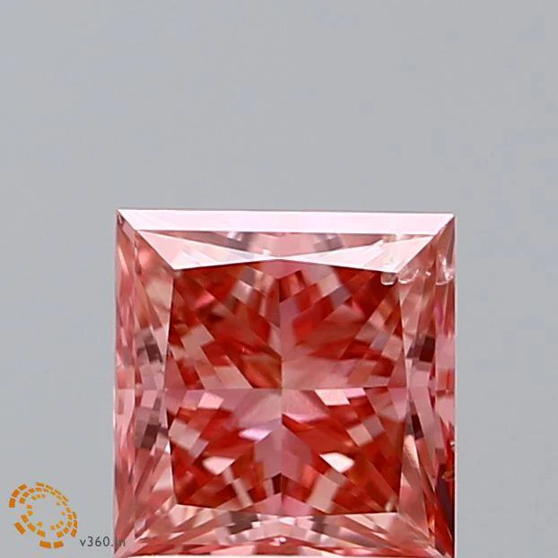1.23Ct Vivid Pink SI1 IGI Certified Princess Lab Grown Diamond