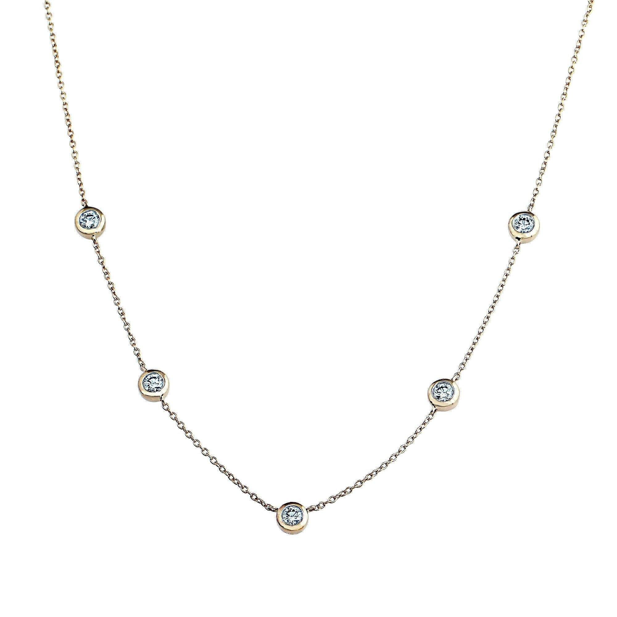 Diamond Bezel Station Necklace 3/4Ctw - Image 2